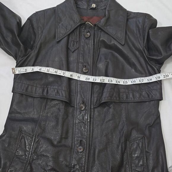 Vintage CR Mates by Domino Leather Trench Coat size 13/14 - Picture 9 of 15